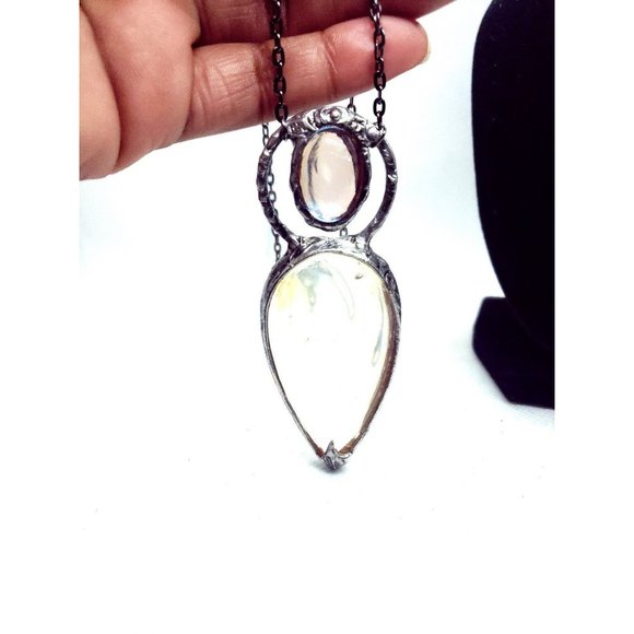 Holographic Angel Aura Quartz Necklace – She Rainbow smelt quartz crystal Necklace